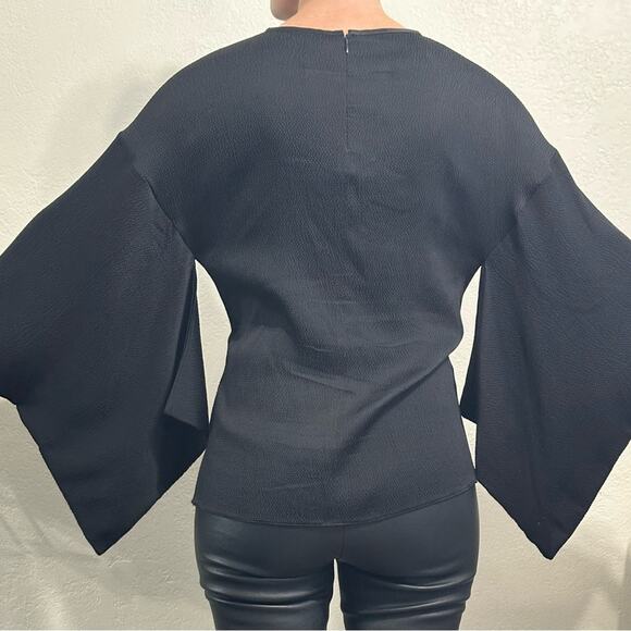 Givenchy Kimono Sleeve Black Top Silk blend Gathered front IT 38 - Picture 8 of 14